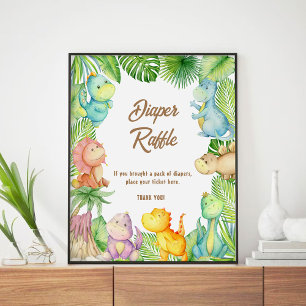 Poster Tirage au sort de couche pour bébé dinosaure