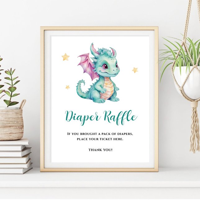 Poster Tirage au sort de couche pour bébé dragon mignon (Créateur téléchargé)