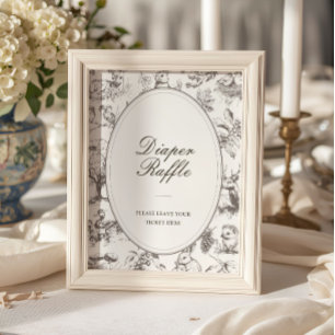 Poster Tirage au sort de couches pour Baby Shower Woodlan