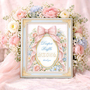 Poster Tirage au sort des couches pour bébé Coquette Bow