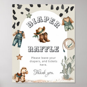 Poster Tirage au sort des couches pour bébé cow-boy Weste