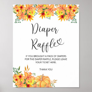 Poster Tirage de couche pour citrouille automnale florale
