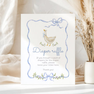 Poster Tirage de couche Silly Goose Nœud Bleu shower bébé