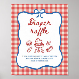 Poster Tirage de Couches Bébé Q BBQ Couple Baby Shower