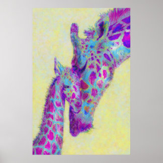 Poster tirage des girafes violettes