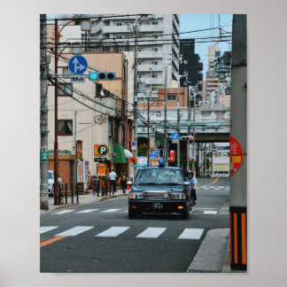 Poster Tirage photo 8x10 d'un taxi urbain à Osaka au Japo