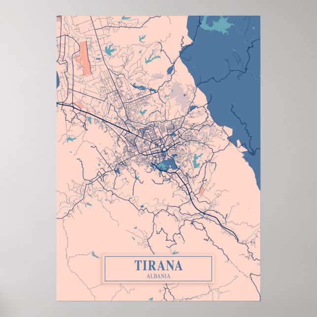 Poster Tirana - Albanie Breezy City Map (Devant)