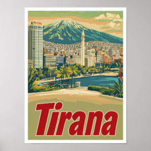 Poster Tirana Albanie Illustration du Vintage voyage arti