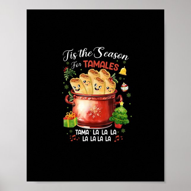 Poster Tis Season For Tamales Christmas Mexican Food (Devant)
