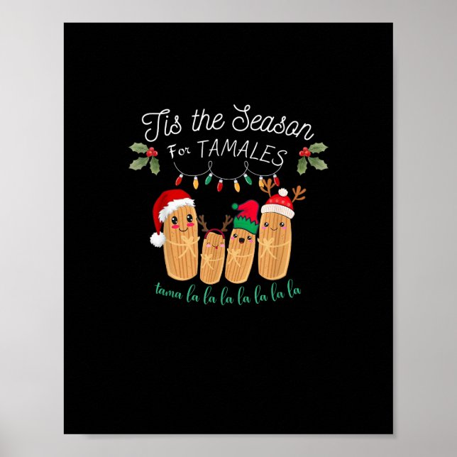 Poster Tis Season For Tamales Mexican Christmas Modern (Devant)