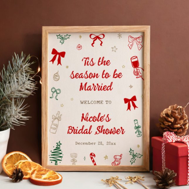 Poster Tis the Season Christmas Bridal Shower Welcome (Créateur téléchargé)