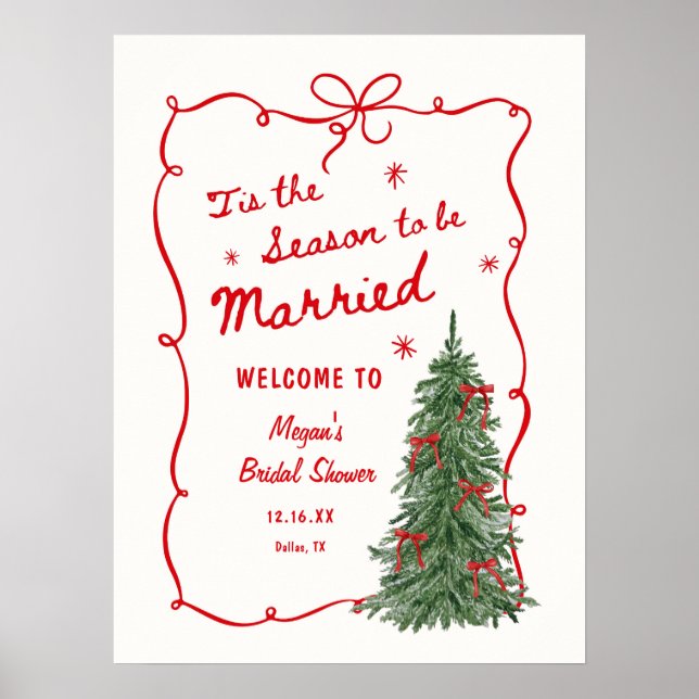 Poster Tis the Season to be Married Bridal Shower Welcome (Devant)