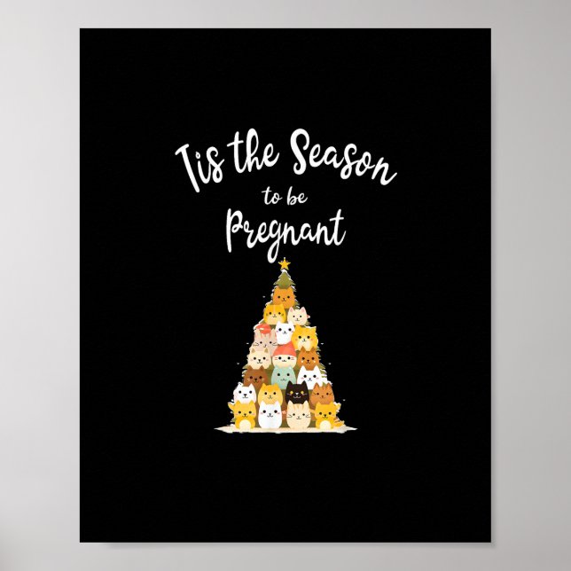 Poster Tis The Season To Pregnant Cute Christmas Tree Men (Devant)