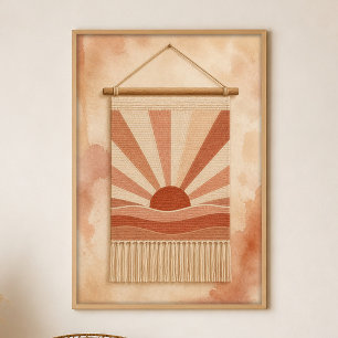 Poster Tissage de soleil sur l'affiche d'art gouache boho