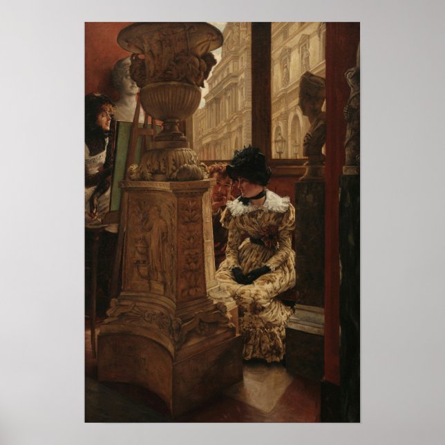 Poster Tissot - In The Louvre 1883 (Devant)