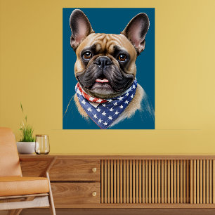 Poster Tissu cou French Bulldog Labor Day Bulldog