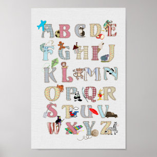 Poster Tissu de lettres de l'alphabet de la nurserie d'ar