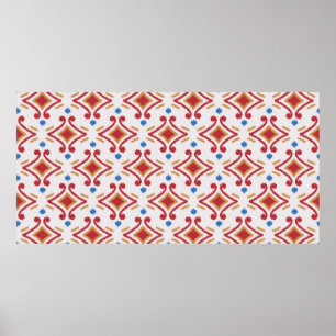 Poster Tissu Ikat artisanal. Un motif sans couture ethniq