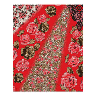 Poster Tissu rouge éclatant avec floral complexe et