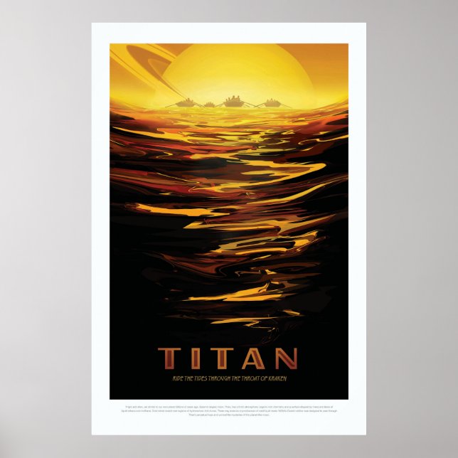 Poster Titan la plus grande lune de la planète Saturne (Devant)