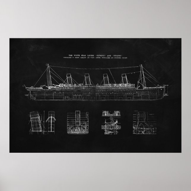 Poster Titanic - Plan, Art, Brevet, Navire (Devant)