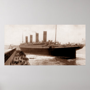 Poster Titanic quittant le poste d'amarrage 44 Southampto