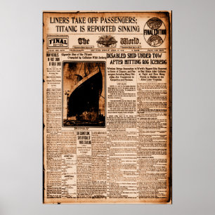 Poster Titanic Sinking Sepia Vintage Maritime