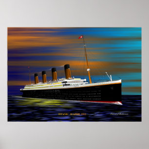 POSTER TITANIQUE SUR SA VOYAGE PRINCIPALE 10 AVRIL 1912