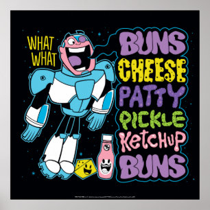 Poster Titans Ados, allez ! Cyborg Burger Rap