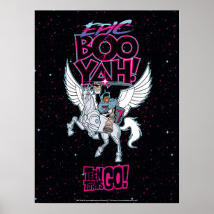 Poster Titans Ados, allez ! Warrior Cyborg équitation P