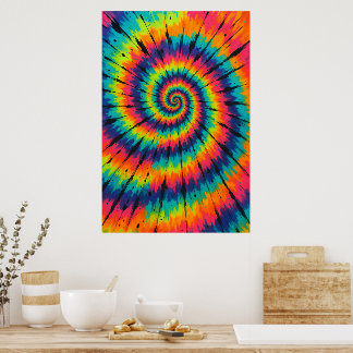 Poster Title: Vibrant Neon Spiral Tie-Dye Art