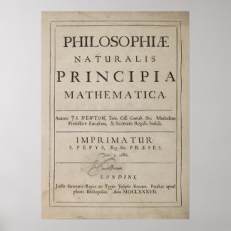 POSTER TITRE PAGE DE PRINCIPIA MATHEMATICA 1687