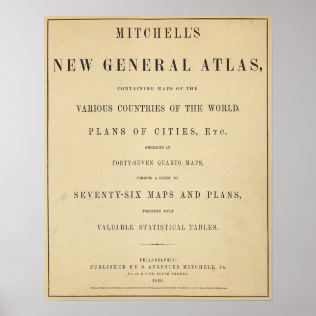 Poster Titre Page Le nouvel atlas général de Mitchell (Devant)