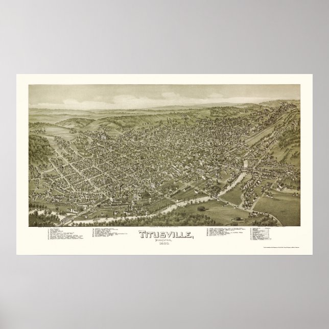 Poster Titusville, PA Carte panoramique - 1895 (Devant)