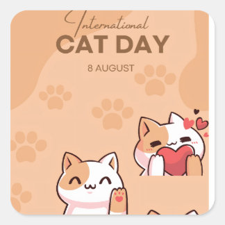 poster to celebrate international cat day square sticker