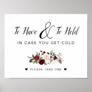Poster To Have and To Hold Bouquet Wedding Sign