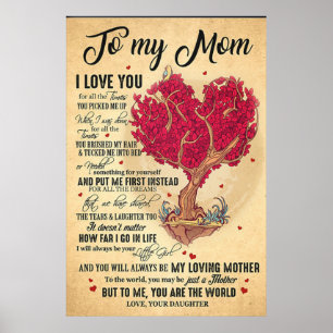 Poster to my mom, i loe you mothers day gifts