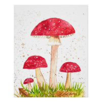 Toadstool Champignons Forêt aquarelle Rouge Nature