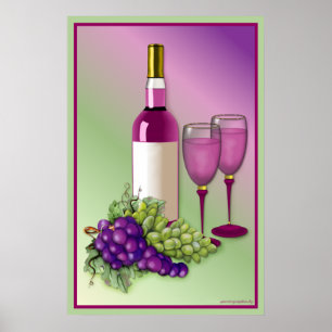 Poster Toast de vin et de raisins
