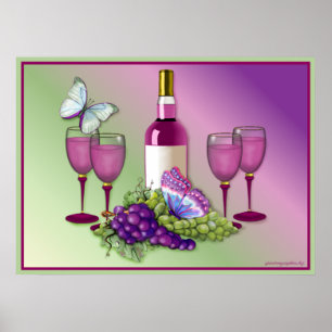Poster Toast de vin et de raisins 2