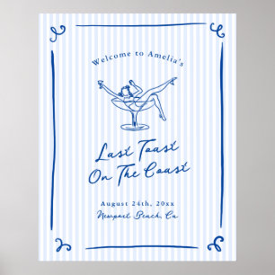Poster Toast Dernier bleu à main blanche tiré sur la côte