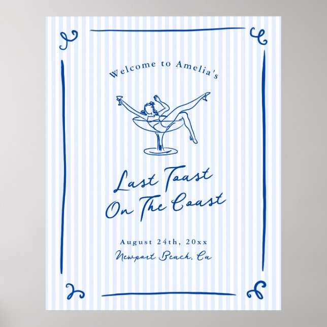 Poster Toast Dernier bleu à main blanche tiré sur la côte (Devant)