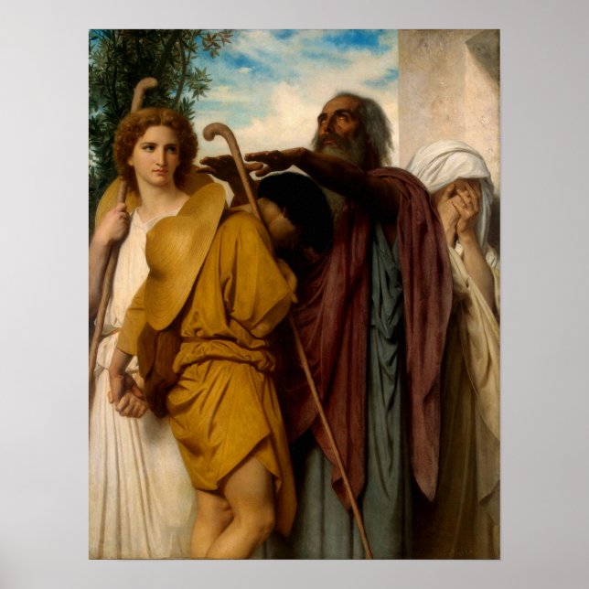 Poster Tobias dit adieu à son père par Bouguereau (Devant)