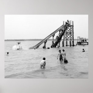 Poster Toboggan de l'eau, île de Bois Blanc, MI 1903
