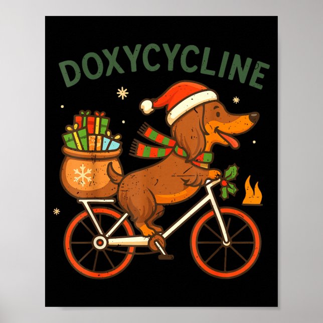 Poster Toddler Doxycycline Long Hair Dachshund Christmas  (Devant)