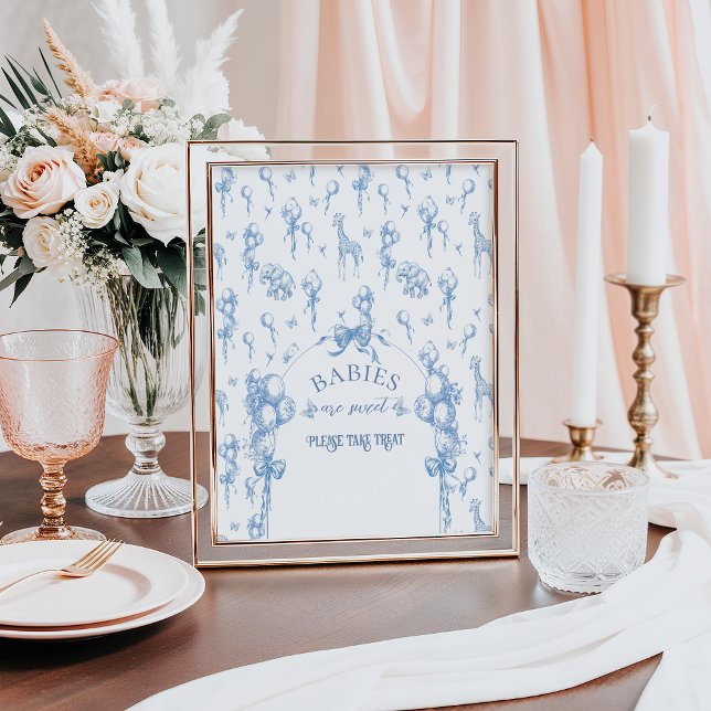 Poster Toile Bleue Safari Baby shower animal Sweet Treat (Créateur téléchargé)