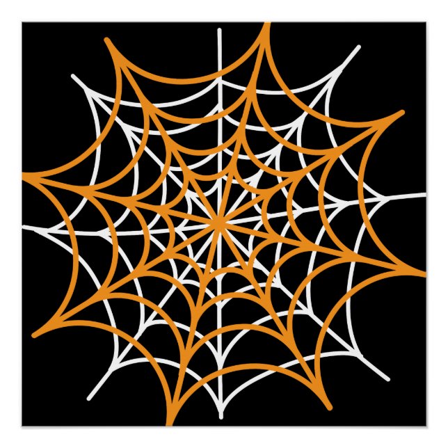 Poster Toile d'araignée orange et blanche (Devant)