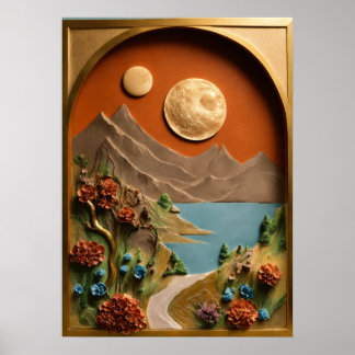 Poster "Toile d'argile : Magie lune dans les Alpes suisse