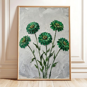 Poster Toile d'art de Zinnia Vert Emeraude