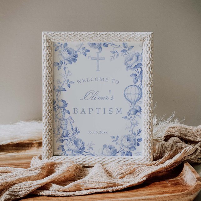 Poster Toile De Jouy Blue Boy Baptism Welcome (Créateur téléchargé)